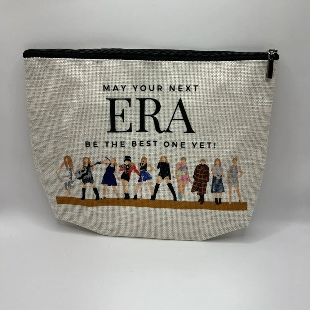 Taylor Swift Eras Tour Makeup Cosmetic Bag Off‎ White Color Zippered Pouch